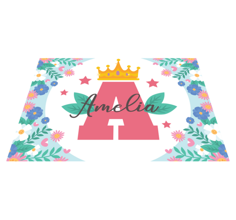 Crowned starry initial princess kids vinyl rug - TenStickers
