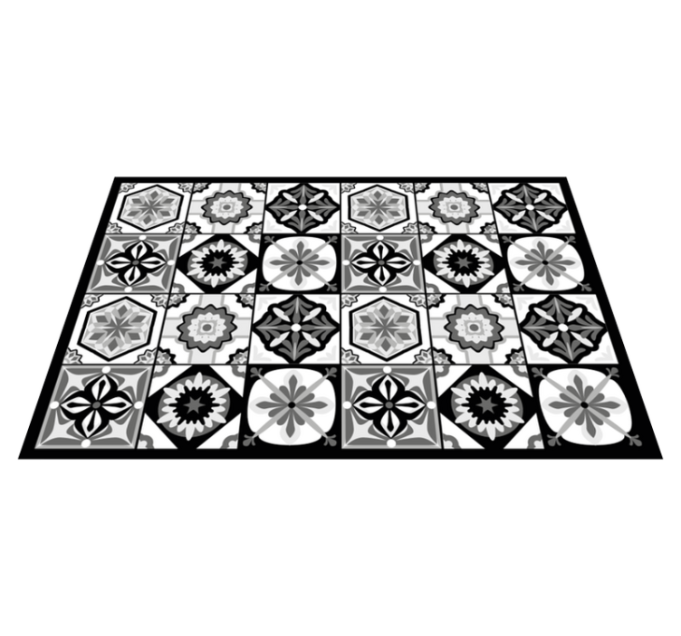 Elegant grey pattern tile vinyl rug - TenStickers