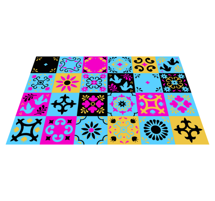 Mosaic vinyl rug in colorful pattern design - TenStickers