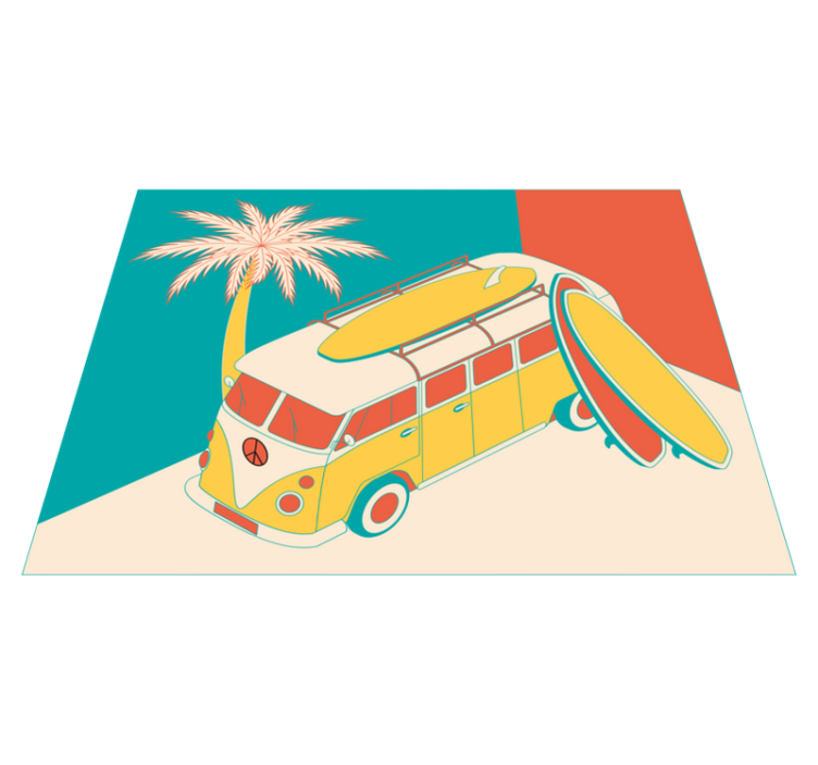 Hippie mini bus vintage rug - TenStickers