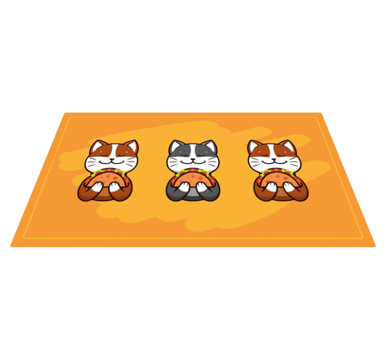 Vinyl rug featuring joyful cat trio design - TenStickers