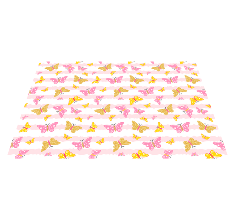 Pink and yellow butterflies vinyl rug - TenStickers