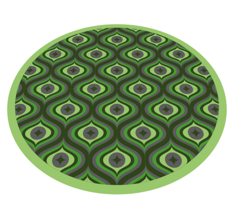 Intricate Green Waves circular vinyl rug - TenStickers