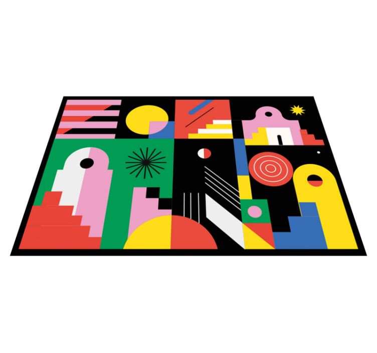 Bold modern shapes geometric vinyl rug - TenStickers