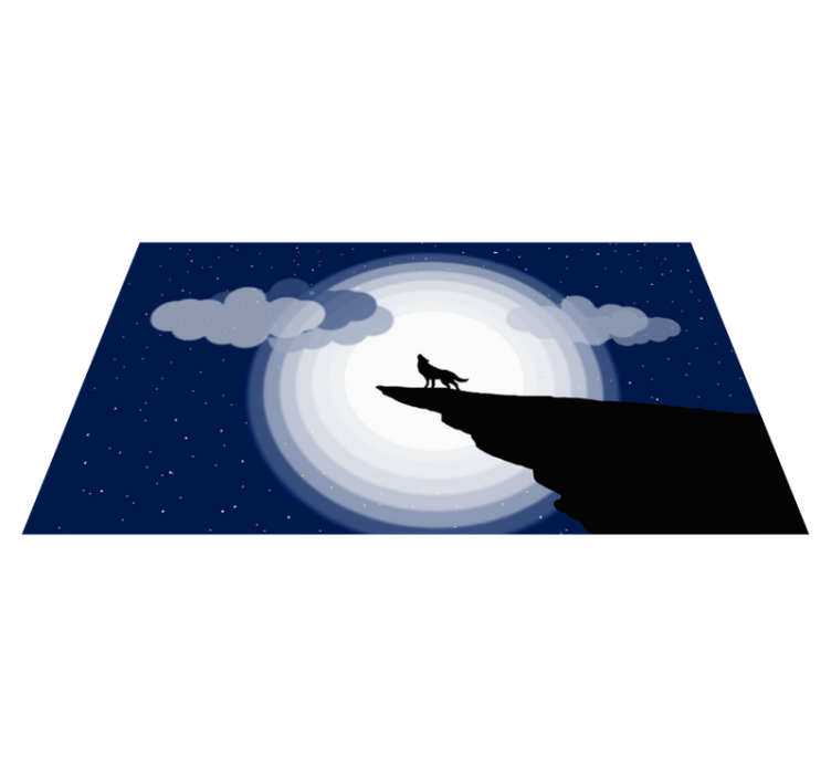 Wolf silhouette moon behind modern rug - TenStickers