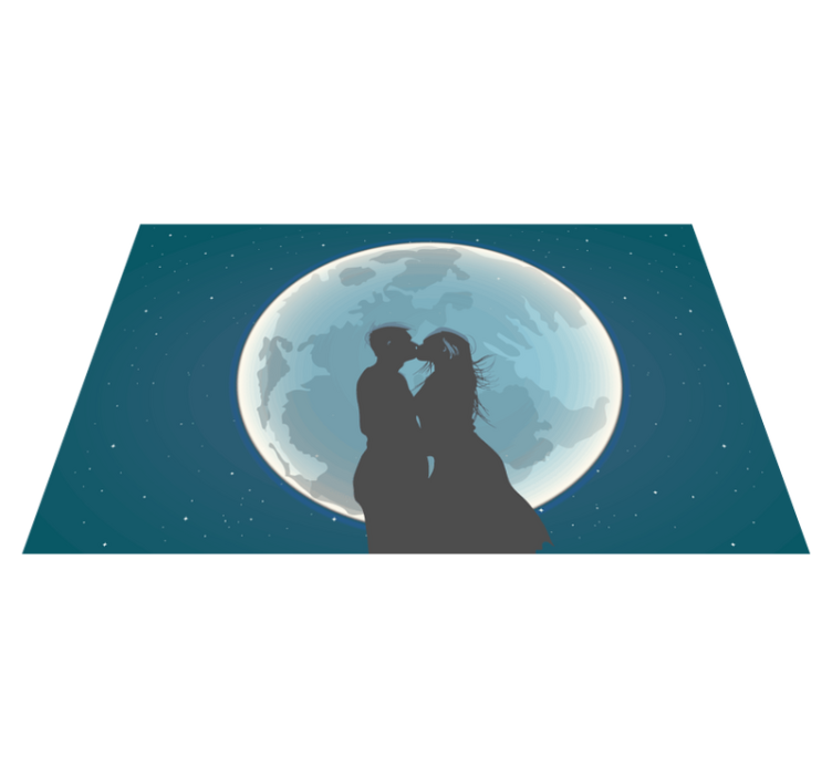 Couple kissing moon behind modern rug - TenStickers