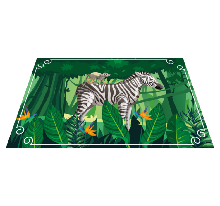 Giraffe Zebra and Monkey vinyl animal rug - TenStickers