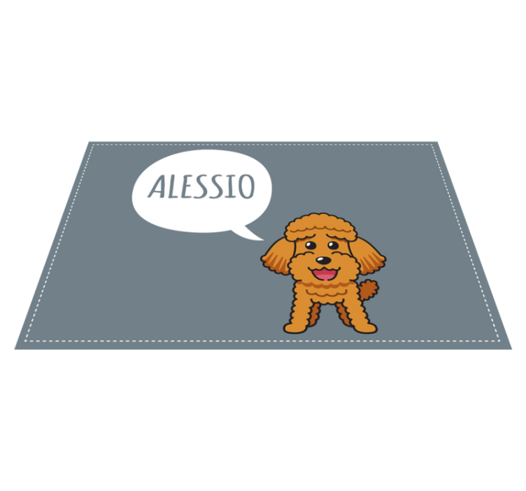 Happy poodle puppy custom vinyl rug - TenStickers