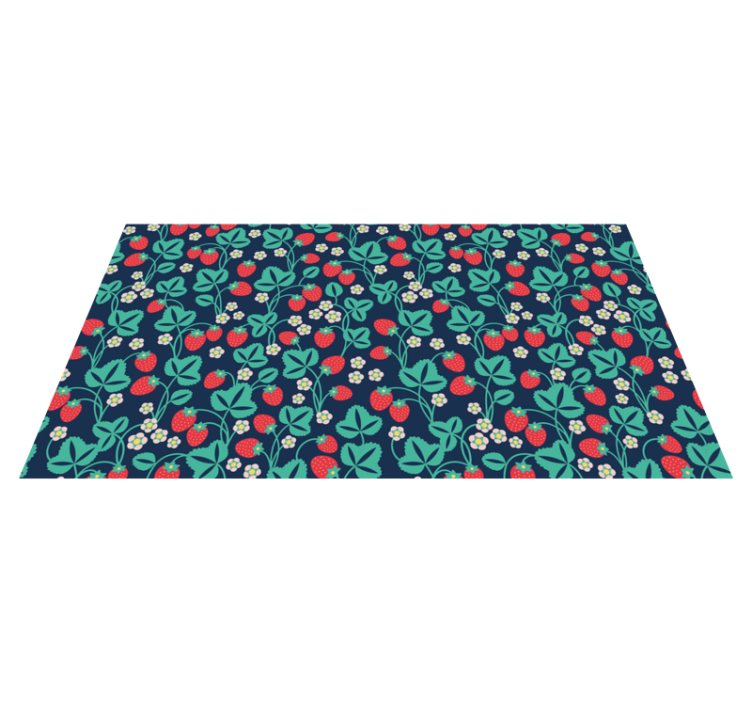 Strawberry Floral Inspiration flower vinyl rug - TenStickers
