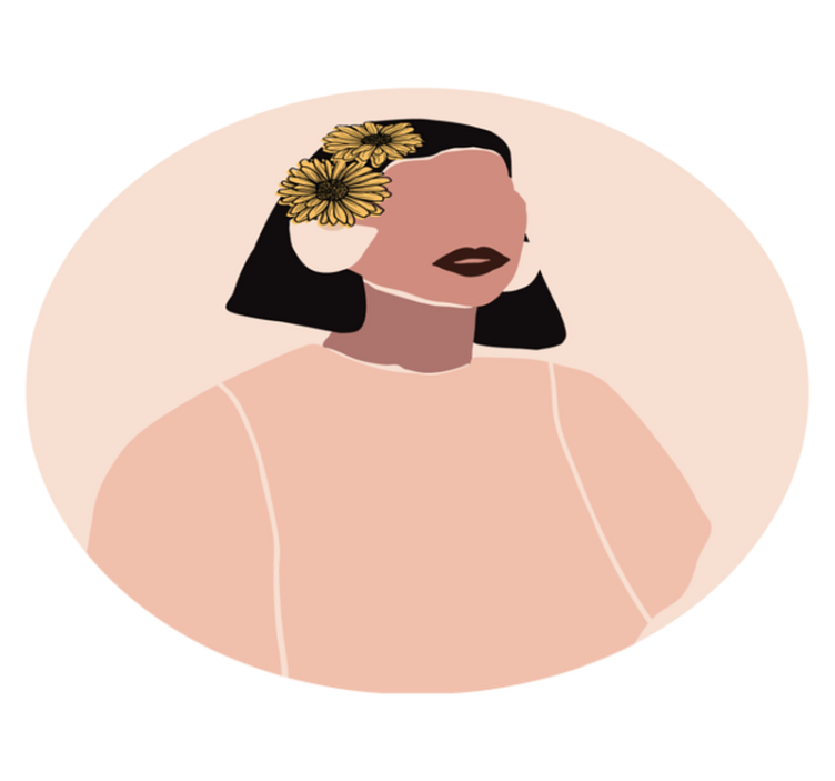 Lovely woman sunflower face minimal rug - TenStickers