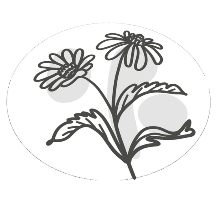 Group of daisy line art design floral rug - TenStickers