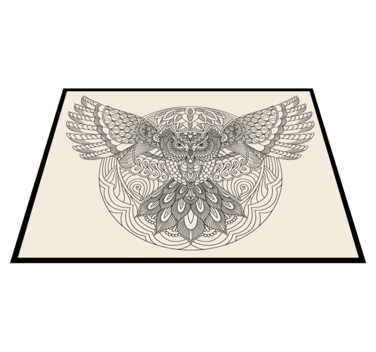 Elegant Owl Pattern mandala vinyl rug - TenStickers