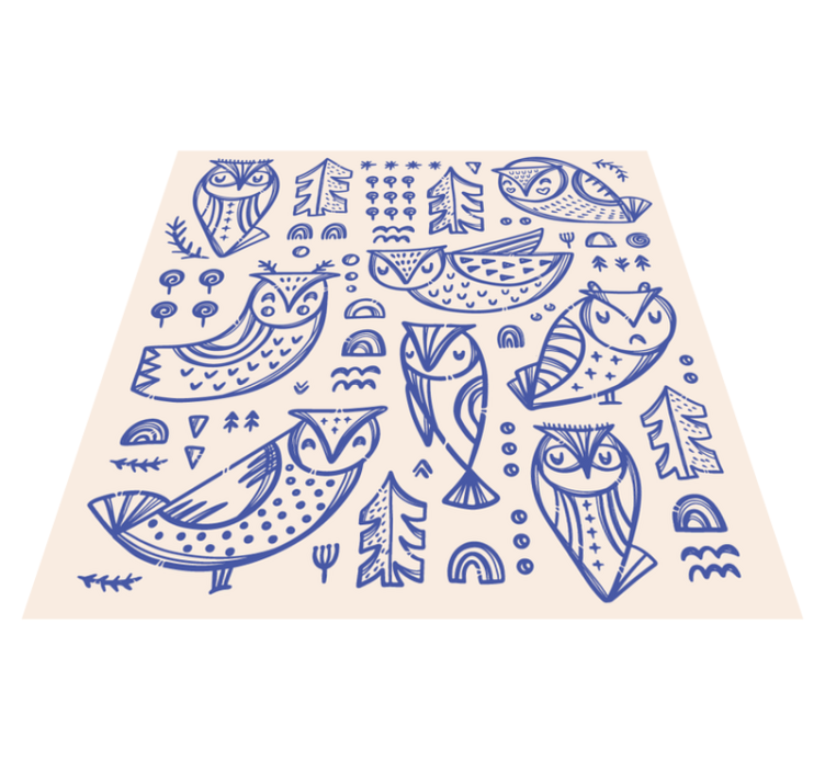 WHIMSICAL OWL PATTERNS kids vinyl rug - TenStickers