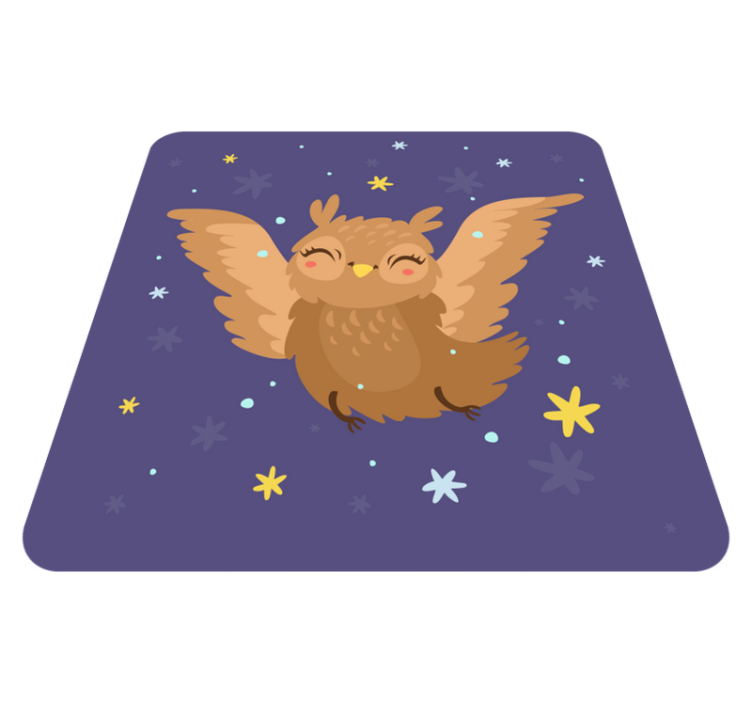 Cute owl at night illustration bedroom rug - TenStickers