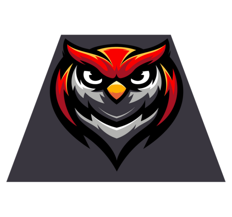 Red gaming mascot Owl bedroom rug - TenStickers