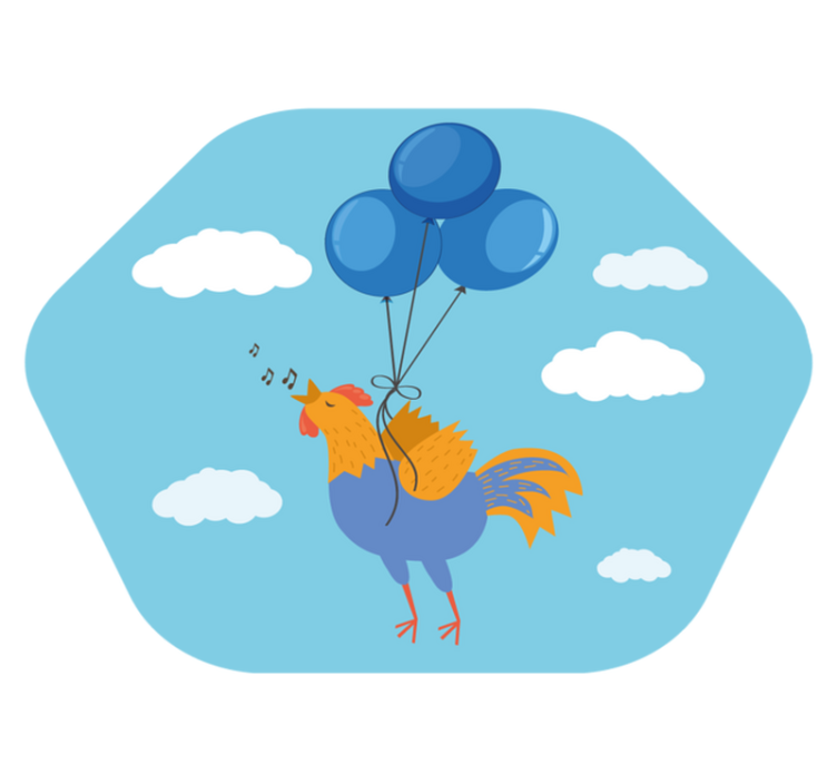 Cheerful Rooster Balloons vinyl rug - TenStickers