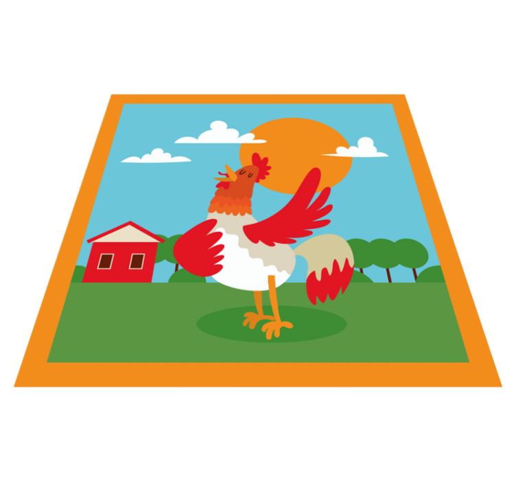 Starry chicken morning animal rug - TenStickers