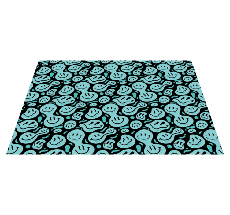 Black and blue distorted smile emoticons rug - TenStickers