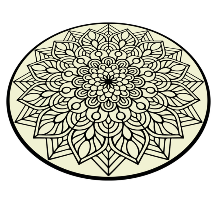 Black and white circular  mandala vinyl rug - TenStickers