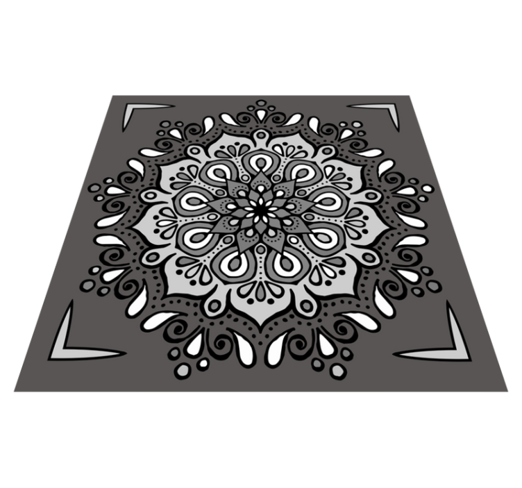 Harmonic black and white  mandala vinyl rug - TenStickers
