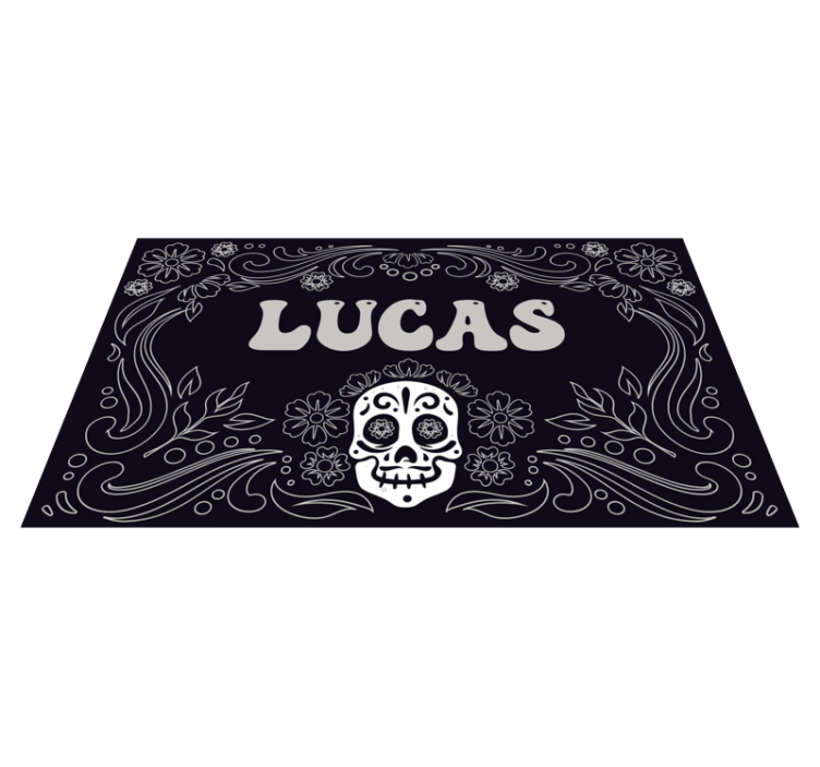 Skull design with name halloween vinyl rug - TenStickers