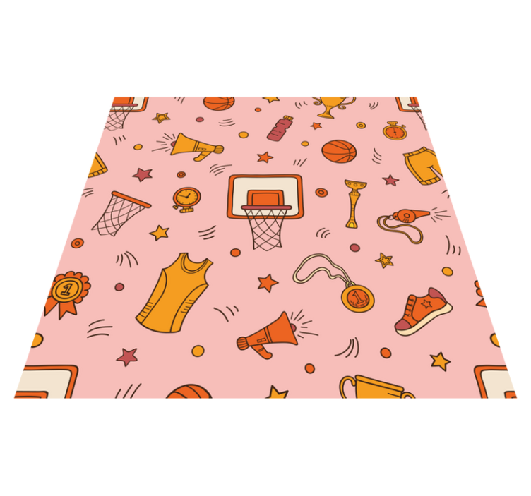 Pink cartoon basketball pattern hallway runners - TenStickers