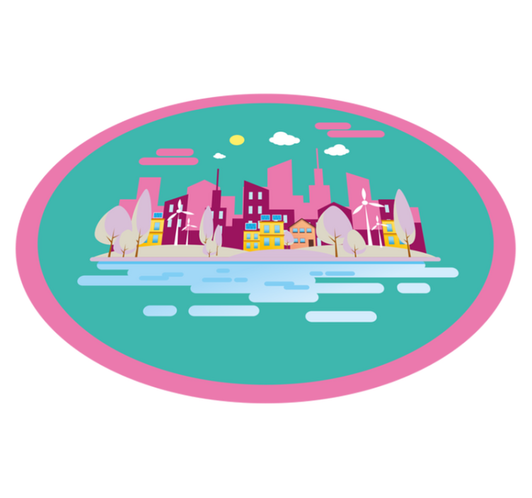 Colorful Cityscape vinyl rug - TenStickers