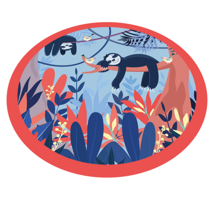 Sloth Jungle Scene animal print vinyl rug - TenStickers