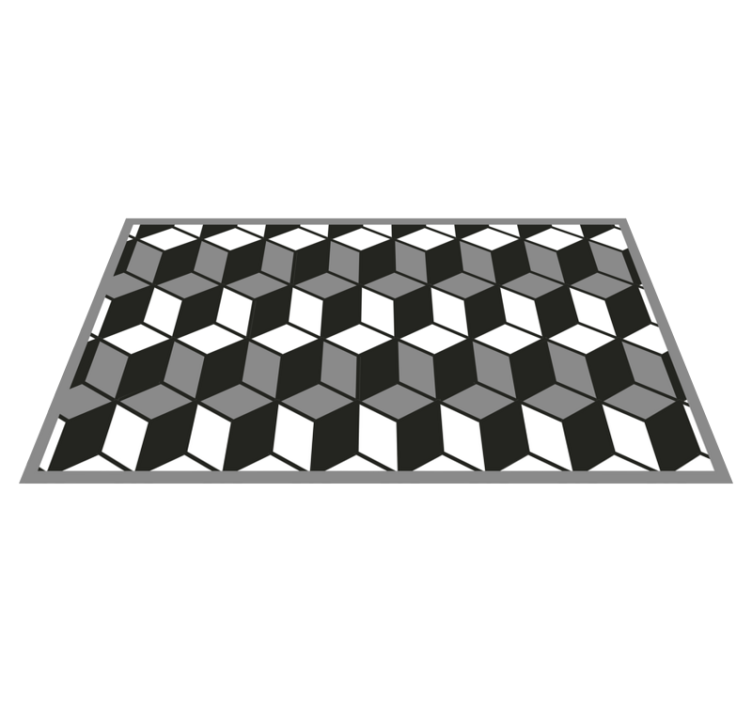 Black white and grey geometric shapes rug - TenStickers