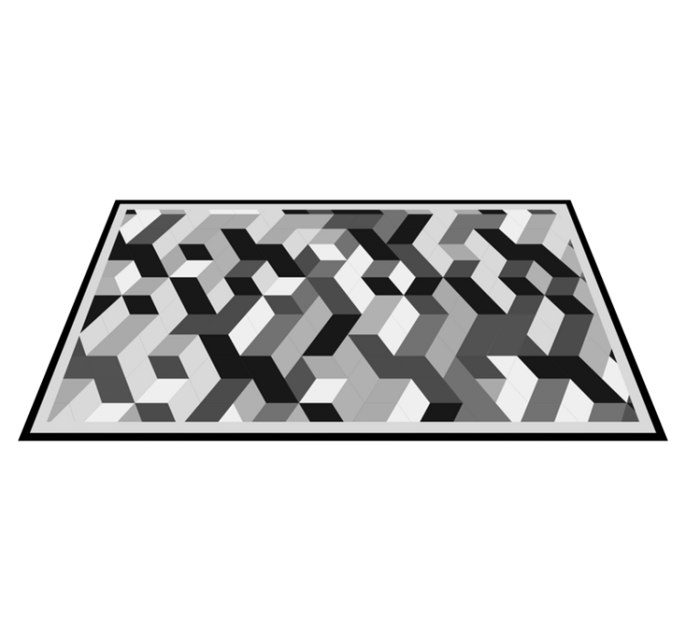 Grey 3D pattern geometric vinyl rug - TenStickers