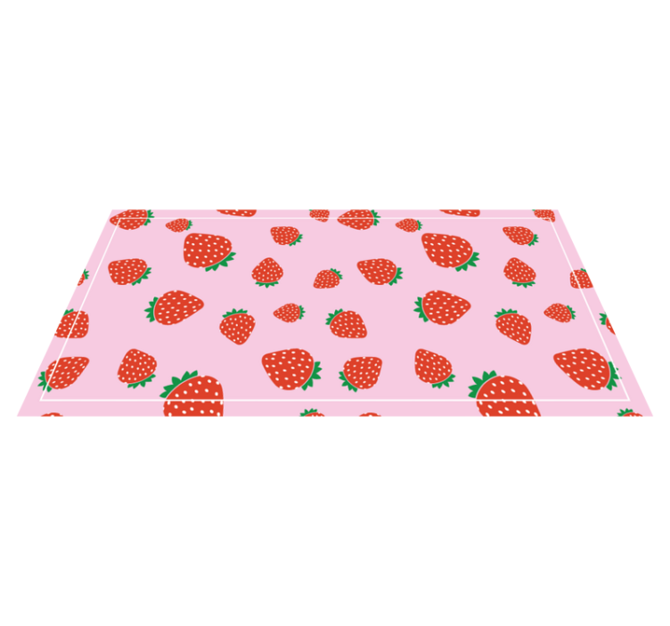 Pink strawberry motif flower vinyl rug - TenStickers