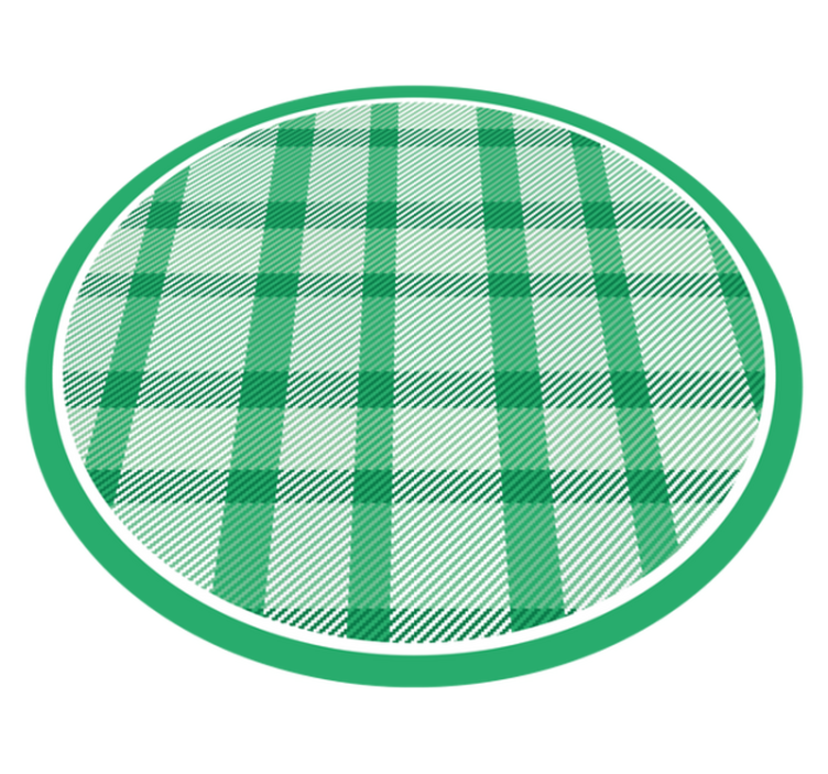 Green Plaid Pattern circular vinyl rug - TenStickers