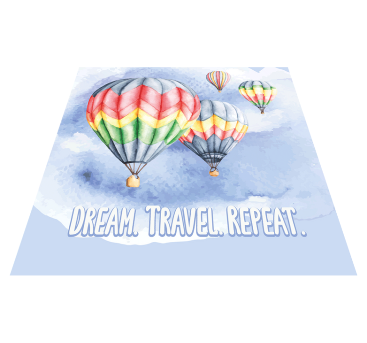 Watercolor travel with balloons square rug - TenStickers