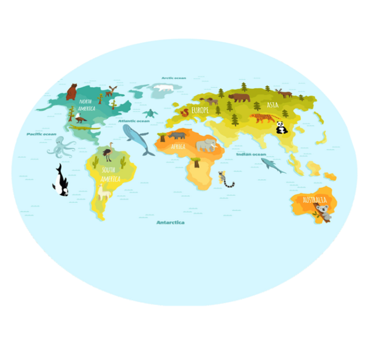 Colorful design with typical animals map rug - TenStickers