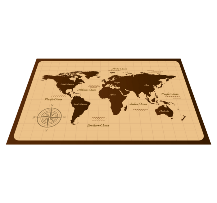 Brown and rustic  world map rug - TenStickers