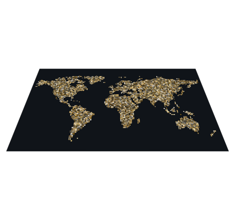 Golden world map vinyl rug - TenStickers