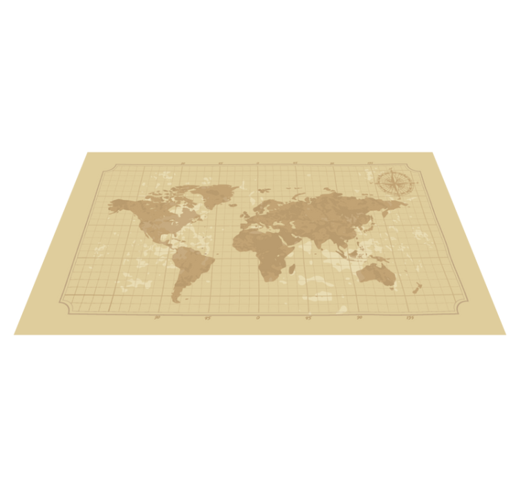 Light brown old vintage style world map rug - TenStickers