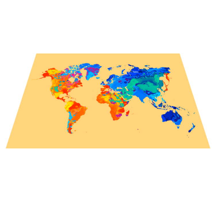 Paint splattered on the earth world map rug - TenStickers