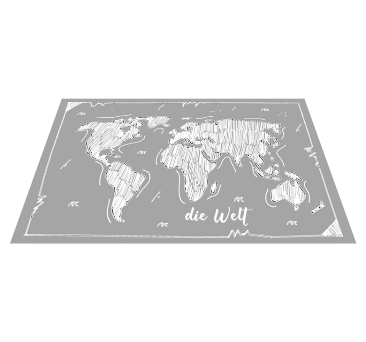 Light gray hand drawn style  world map rug - TenStickers