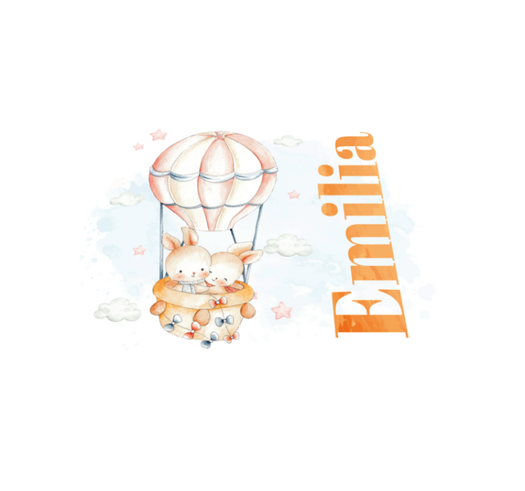 Pastel balloon with animals personalised mat - TenStickers