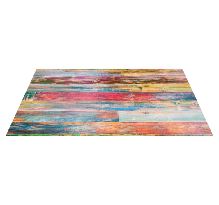 Colorful weathered effect wood vinyl rug - TenStickers