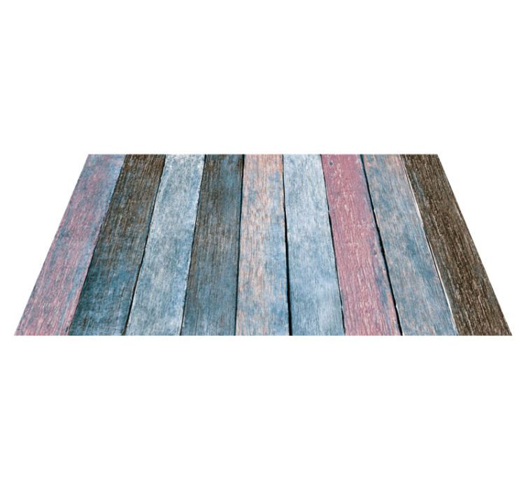 Blue and pink planks wood vinyl rug - TenStickers