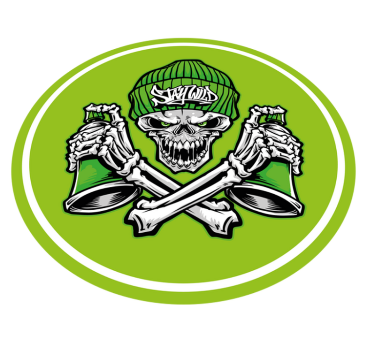 Green skull glasses graffiti modern rug - TenStickers