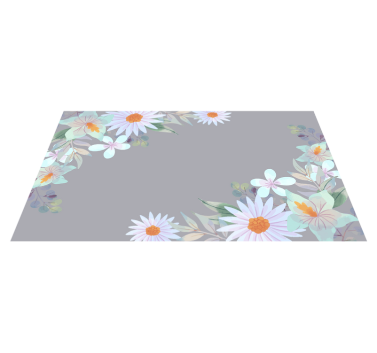 Natural edge design flower vinyl rug - TenStickers