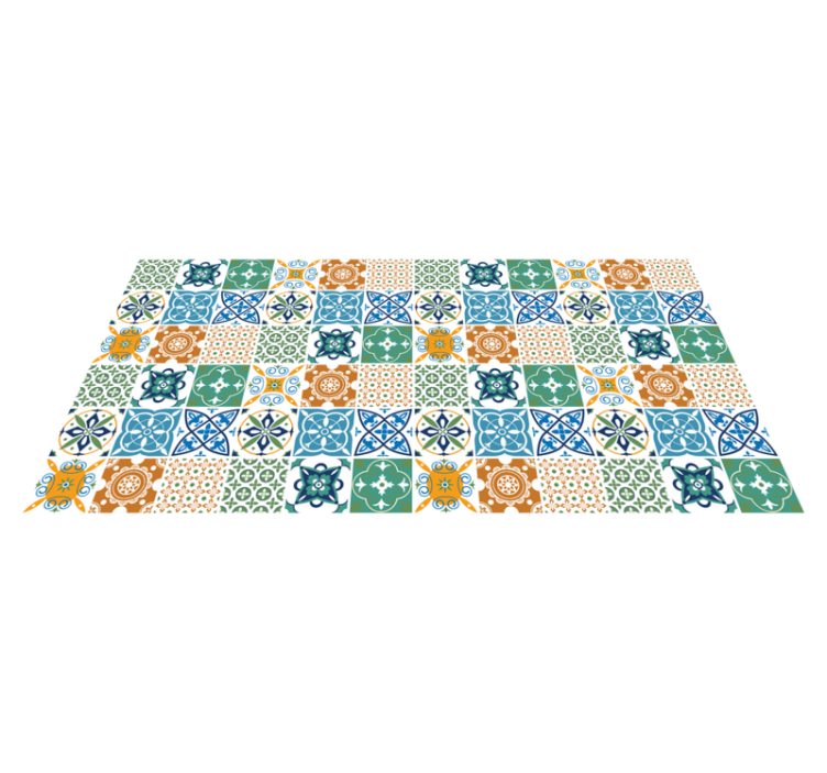Vibrant motifs tile vinyl rug - TenStickers