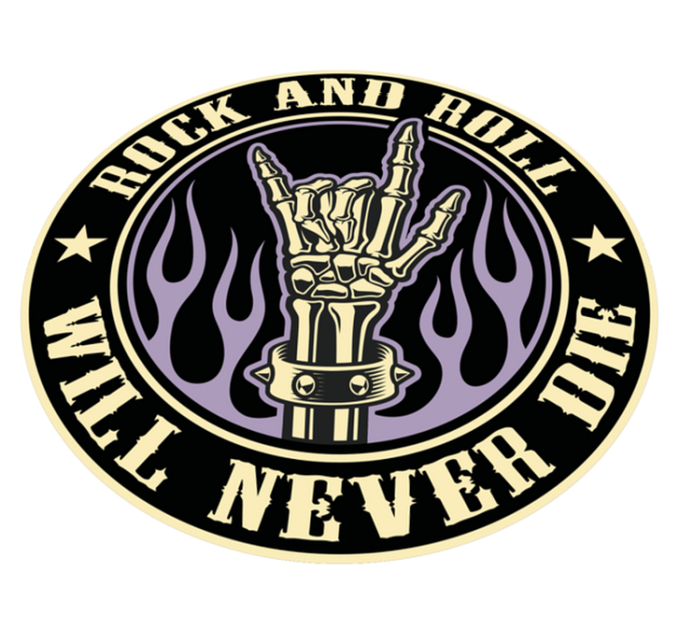 Rock hand sign in fire with text bedroom rug - TenStickers