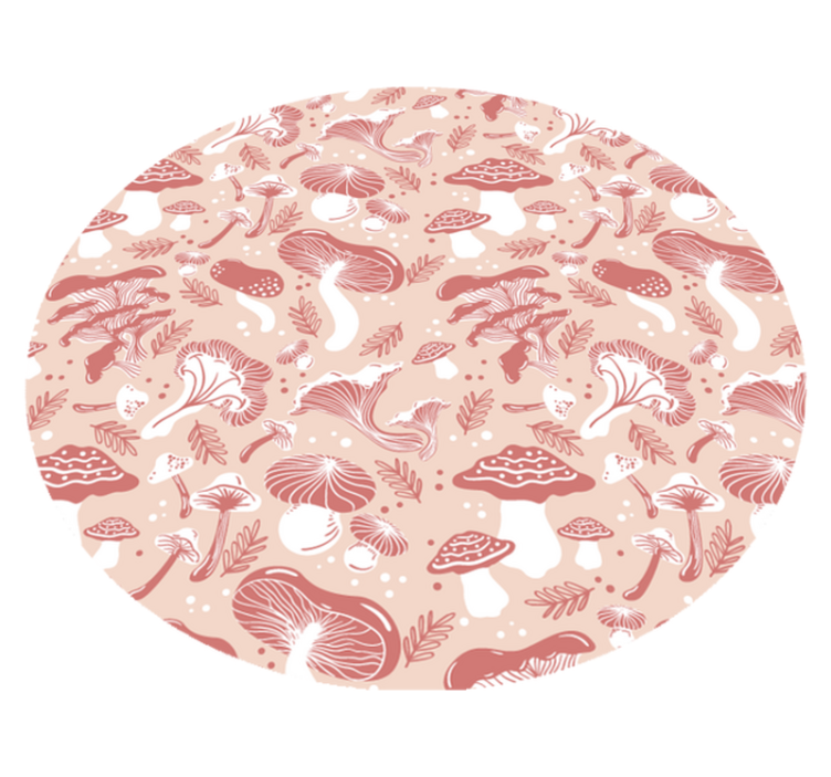 Mushroom Botanical Art circular vinyl rug - TenStickers