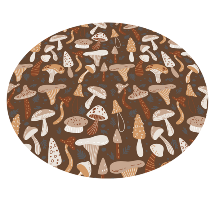 Forest mushrooms on brown background floral rug - TenStickers