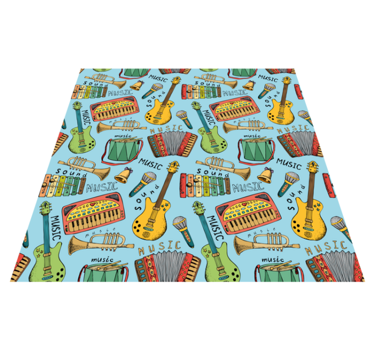 Vinyl rug with joyful musical instruments design - TenStickers