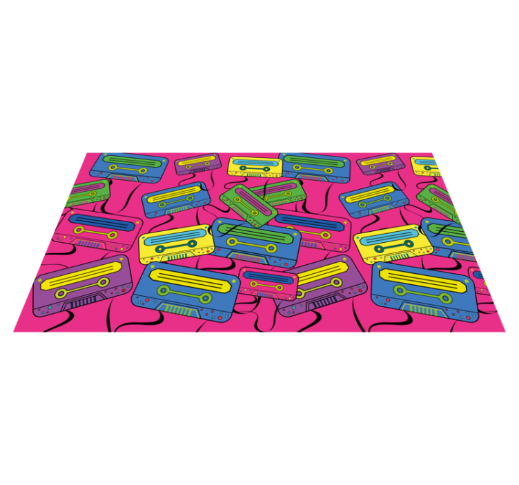 Retro 80's colorful boombox rectangular rug - TenStickers
